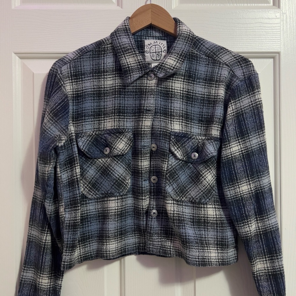 Plaid Button-Up Shirt- youth